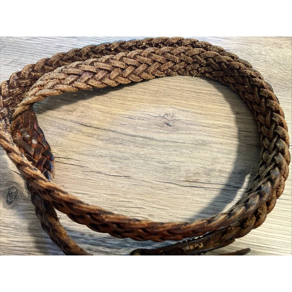 Brown Leather Braided Belt Size 34
